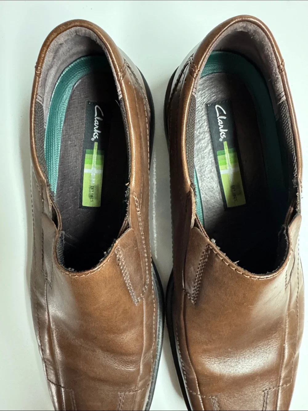 Clarks Brown Leather Slip-On Loafers